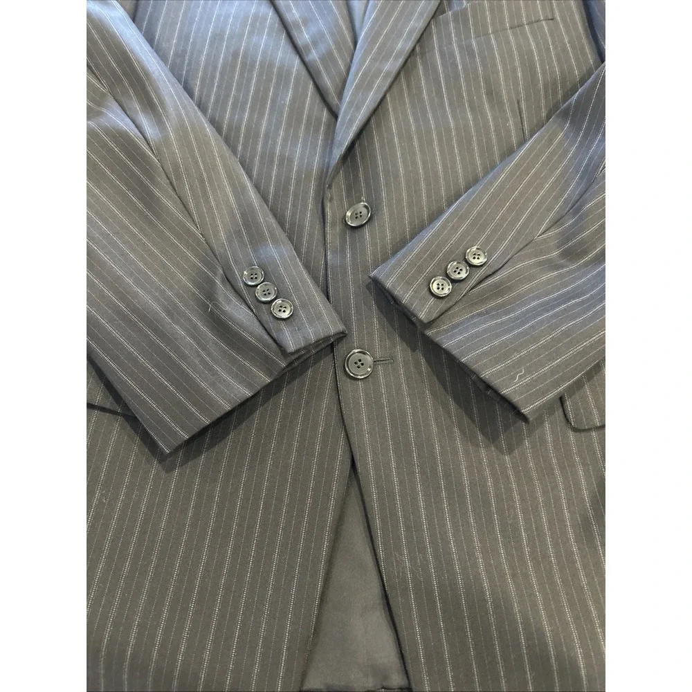 Pal Zileri Gruppo ForAll Suit Mens 40R Black Pinstripe Loro Piana Wool 2pc Italy
